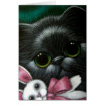 BLACK PERSIAN CAT & EASTER BUNNY Card