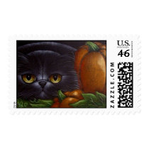 BLACK PERSIAN CAT HALLOWEEN PUMPKINS STAMPS