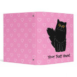 Black Persian Cat Pink Heart Binder