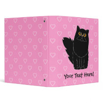 Black Persian Cat Pink Heart Binder