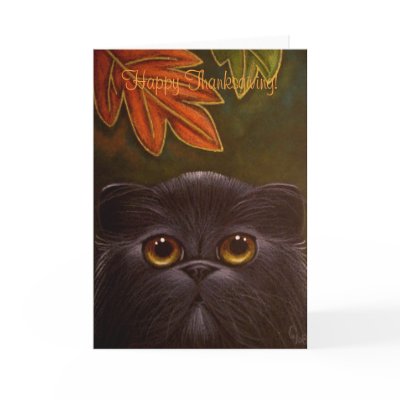 Black Persian Cat - Thanksgiving Card