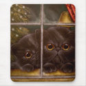 BLACK PERSIAN KITTEN CATS - 1ST CHRISTMAS mousepads