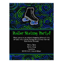 Black Personalized Roller Skating Party Invitation