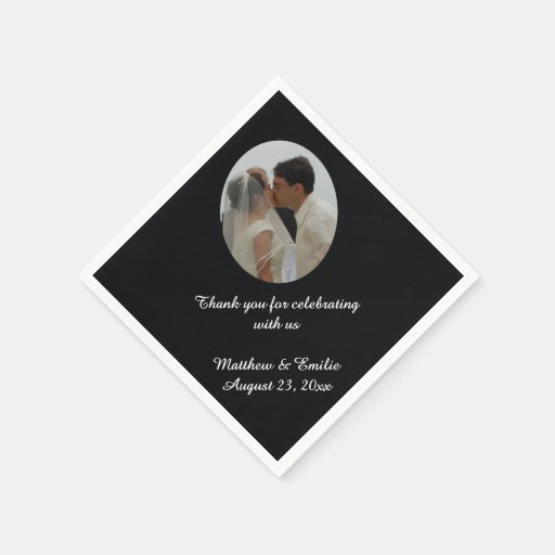 Black Personalized Wedding Photo Napkins Zazzle