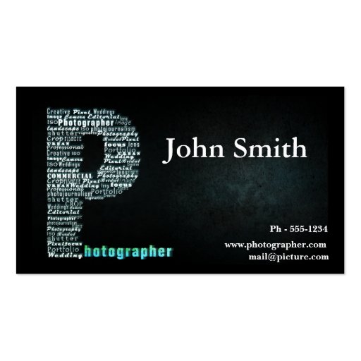 Black Photographer business card (front side)