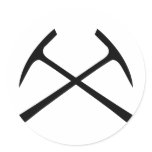 black pickax crossed round stickers