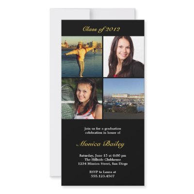 Black picture block graduation announcement invite customized photo card by FidesDesign