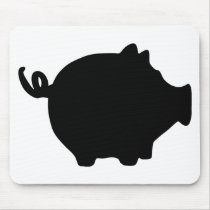 black piggy bank icon mouse pads