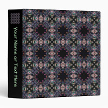 Black Pink and Green Mandala Fractal Pattern 3 Ring Binders
