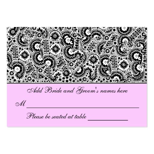 Black, Pink And White Abstract Seating Place Card Business Card Template