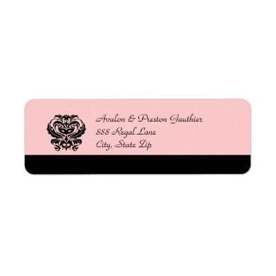 Black & Pink Crest Masquerade Mask Address Label
