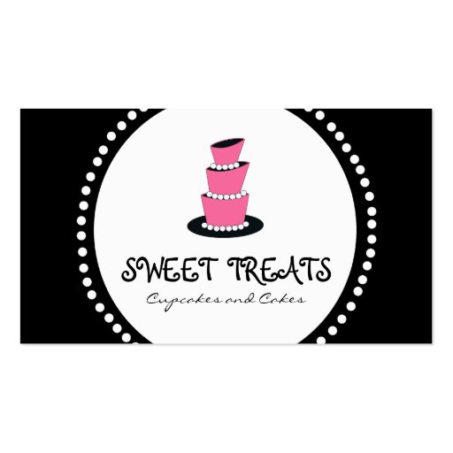 Black Pink Cupcake Cake Bakery Business Cards (front side)