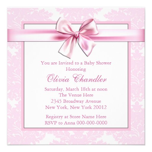 Black Pink Damask Baby Shower Invitations