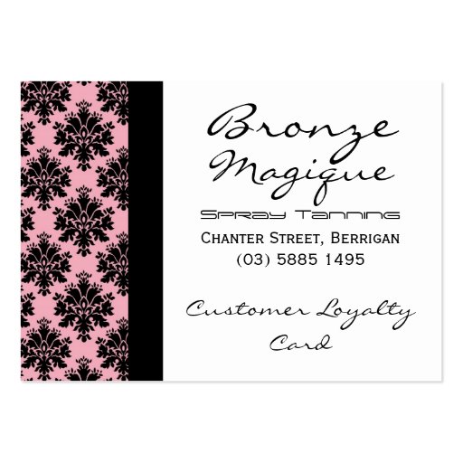 Black Pink Damask Business Customer Loyalty Cards Business Card Template (front side)