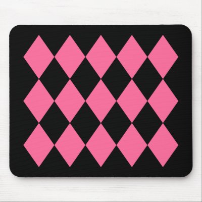 Black & Pink Diamonds Mouse Mat by JuJuGarden
