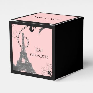 black pink eiffel tower vintage paris wedding wedding favor boxes