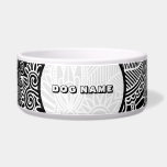 Black & Pink Fine Line Shading Pattern-Monogramed pet bowls