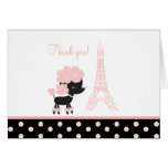 Black/Pink French Poodle Note Cards Thank you