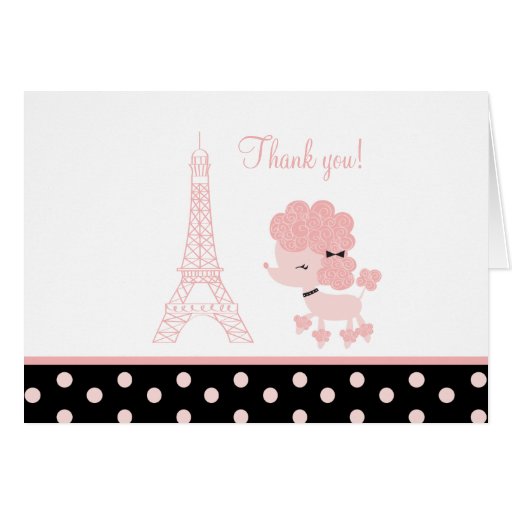 Black/Pink French Poodle Note Cards Thank you