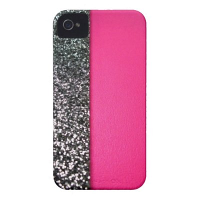 Black & pink glitter iphone cover iphone 4 cover by ConstanceJudes