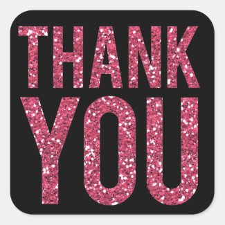 Black & Pink Glitter Thank You Photo Cards 