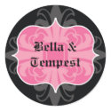 Black pink goth punk name tag wedding favor sticker