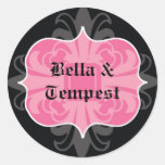 Black pink goth punk name tag wedding favor sticker
