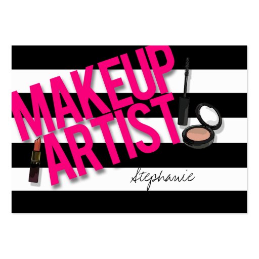 Black & Pink Makeup artist Business Cards (front side)