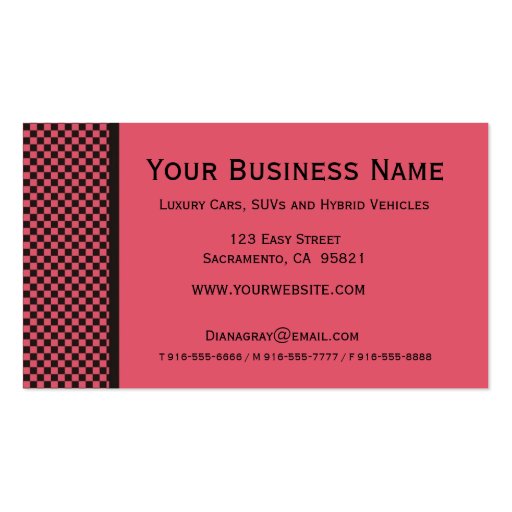 Black & Pink Monogram Business Cards (back side)