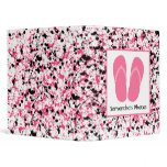 Black &amp; Pink Paint Splatter With Pink Flip Flops 3 Ring Binders