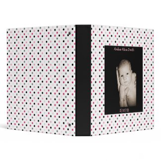 Black & Pink Polka Dot Baby Book Vinyl Binder