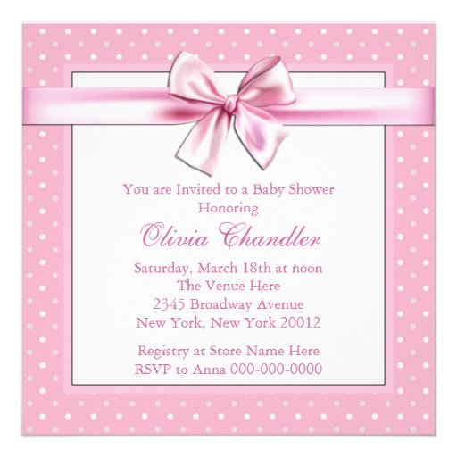 Black Pink Polka Dot Baby Shower Invitations