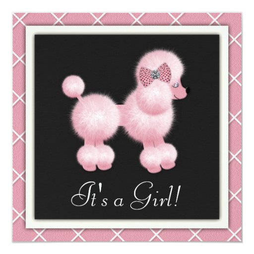 black_pink_poodle_baby_shower_invitations ...