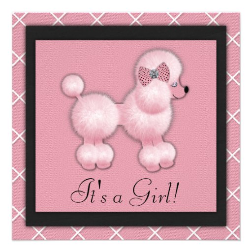 Black Pink Poodle Baby Shower Invitations