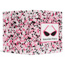 Black & Pink Splatter With Retro Pink Sunglasses 3 Ring Binder