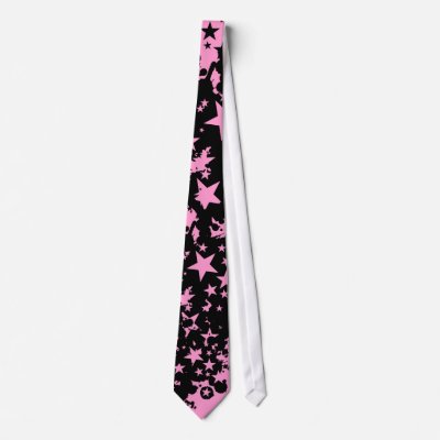 Black & Pink Star Neck Tie by Artamatik