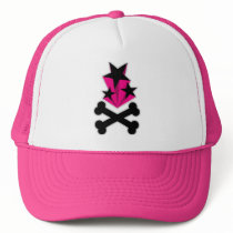 Black Pink Stars Crossbones hats by doonidesigns Black Pink Stars Crossbones hats