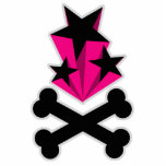 Black Pink Stars Crossbones Cut Out