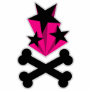 Black Pink Stars Crossbones Cut Out