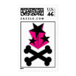 Black Pink Stars Crossbones Postage Stamps