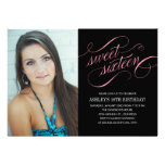 Black & Pink Sweet 16 Photo Invitations