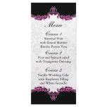 black pink wedding menu rack cards