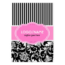 Black Pink & White Floral Damasks 2-Customized Business Card Template
