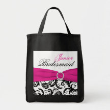 Black, Pink, White Junior Bridesmaid Tote Bag