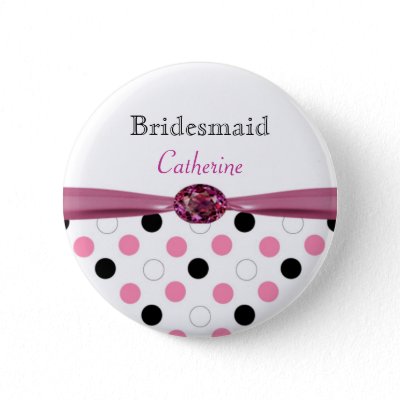Black, pink, white polka dots Wedding Bridesmaid