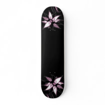 Black Pink & White Swirly Flower by Naomi Skateboards