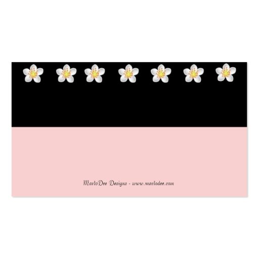 Black & Pink with Flowers Business Card (back side)