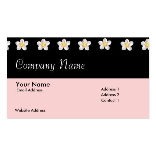 Black & Pink with Flowers Business Card (front side)