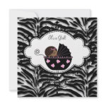 Black Pink Zebra Baby Girl Shower Invitations