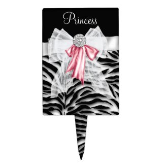 Black Pink Zebra Baby Shower Cake Topper